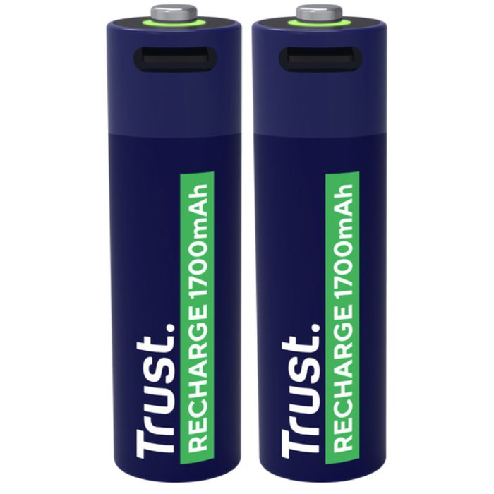 Trust Pack de 2 Pilas Recargables AA USB-C 1700 mAh Trust Pack de 2 Pilas Recargables AA USB-C 1700 mAh
